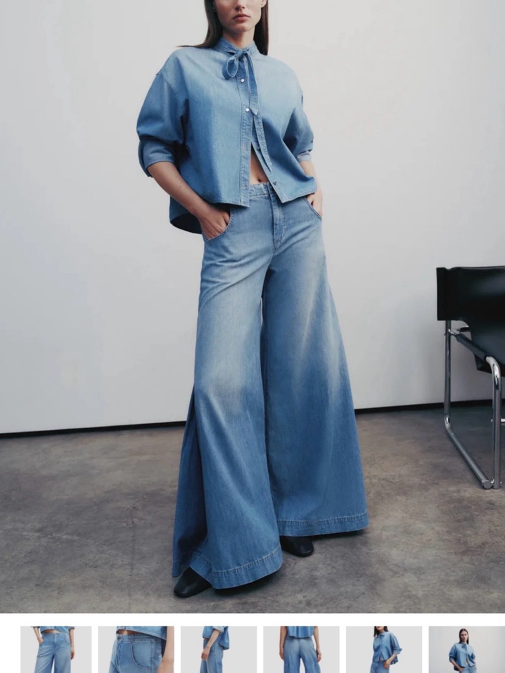 TWP LULU Wide-Leg High-Waist Vintage Light Blue Denim Jeans